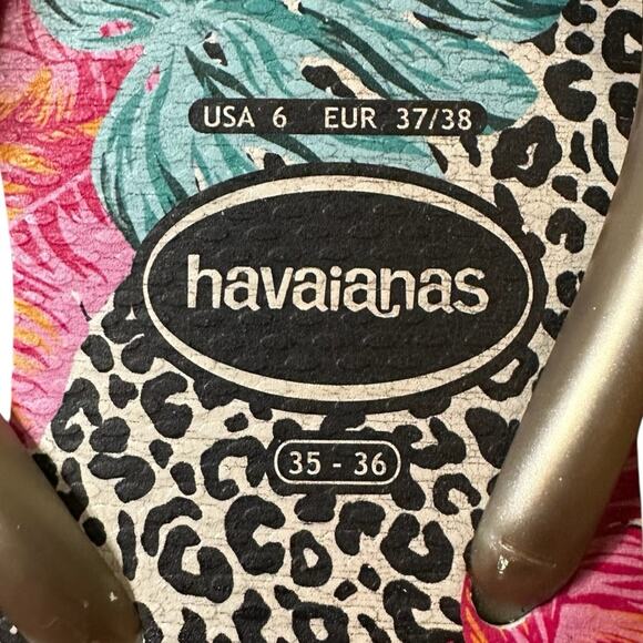 Havaianas Women's Slim Animal print Floral Flip Flop Flops sandals Size 6 - Picture 4 of 7